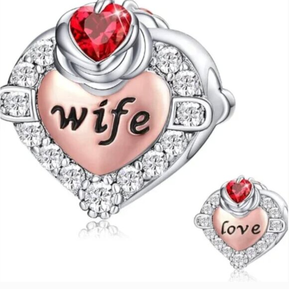 Love my Wife 925S Charm Compatible with Pandora Bracelet Valentine's Day Gift - Picture 1 of 6